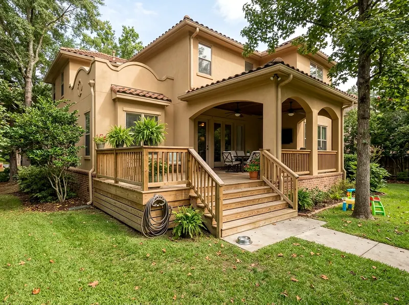 450 sq ft Natural cedar Wood Mediterranean deck