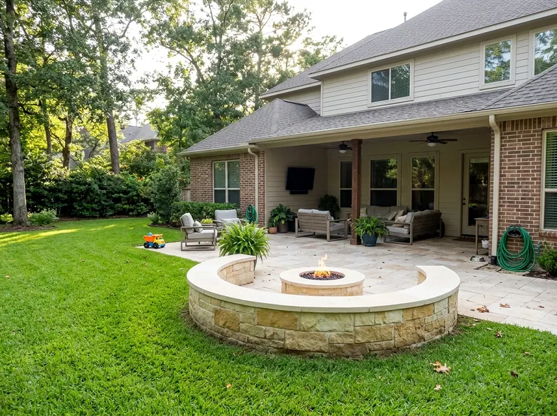 Compact Limestone Gas Modern fire pit