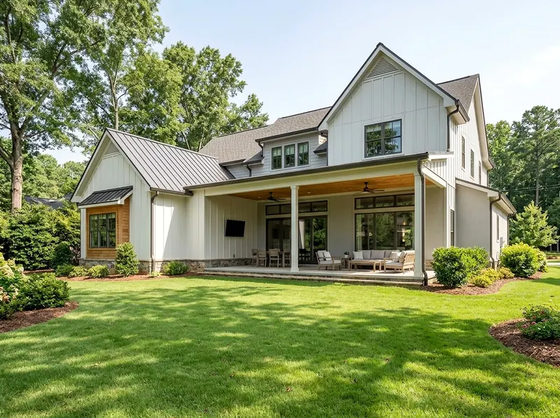 1000 sq ft White Mature planting Modern Farmhouse landscaping