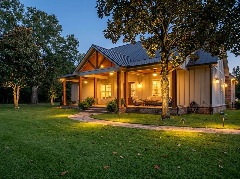 4 zones Charcoal Layered zones Farmhouse outdoor lighting