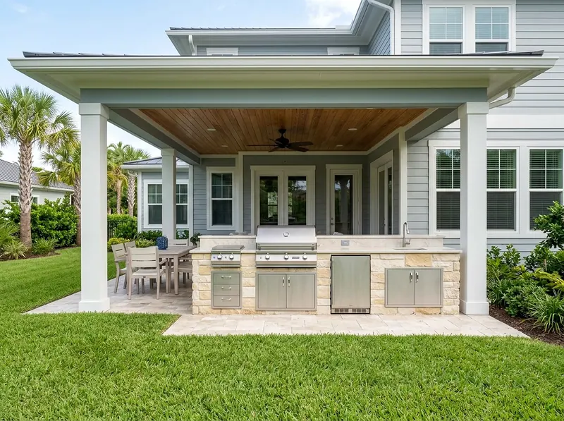 8 linear ft Limestone Appliance package Coastal outdoor kitchen