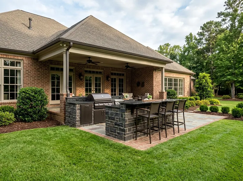 8 linear ft Charcoal Kitchen Traditional outdoor kitchen