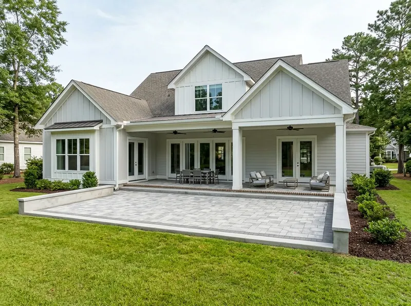 600 sq ft White Pavers Modern Farmhouse pavers & patio