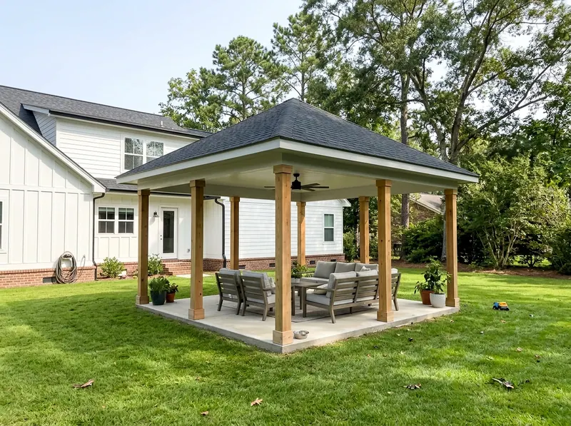14×16 ft White Insulated Modern Farmhouse Hip Freestanding pavilion