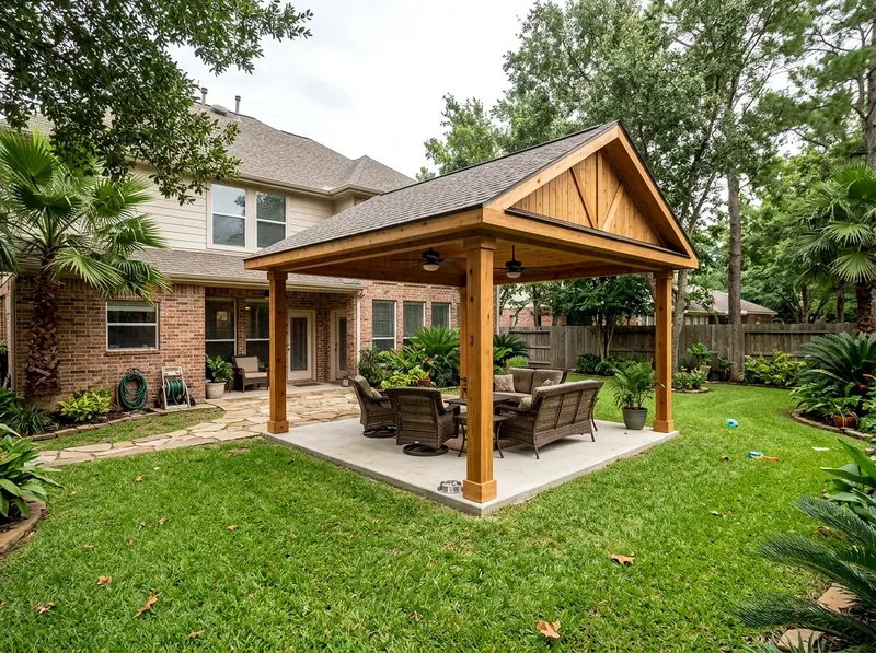 16×20 ft Natural cedar Solid Tropical Gable Freestanding pavilion
