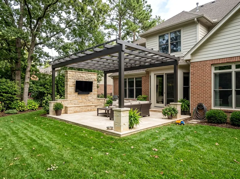120 sq ft Limestone Aluminum Luxury Resort Open pergola