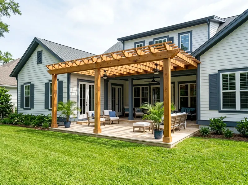 120 sq ft Limestone Cedar Coastal Open pergola