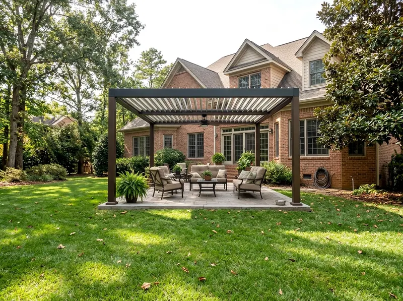 200 sq ft Charcoal Louvered Traditional Louvered pergola