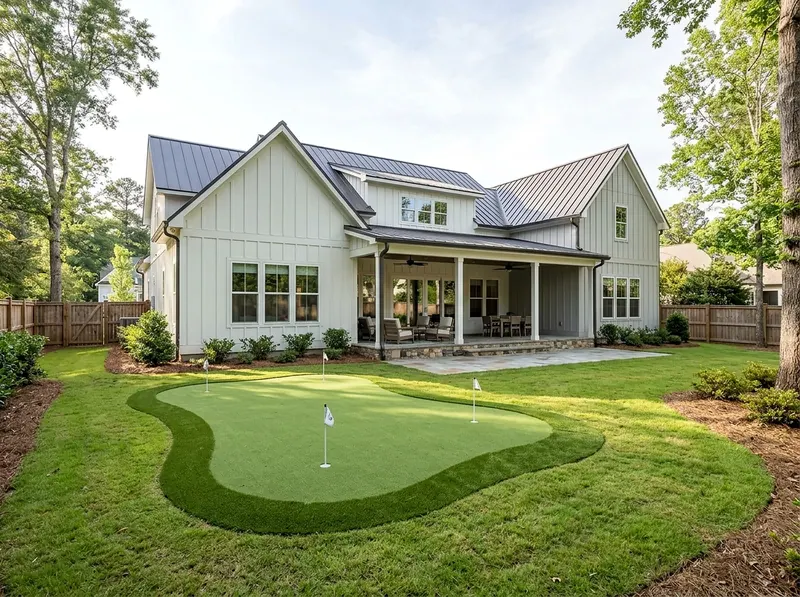 300 sq ft White Contoured green Modern Farmhouse putting green