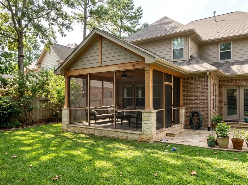 200 sq ft Limestone Screen room Craftsman screen room