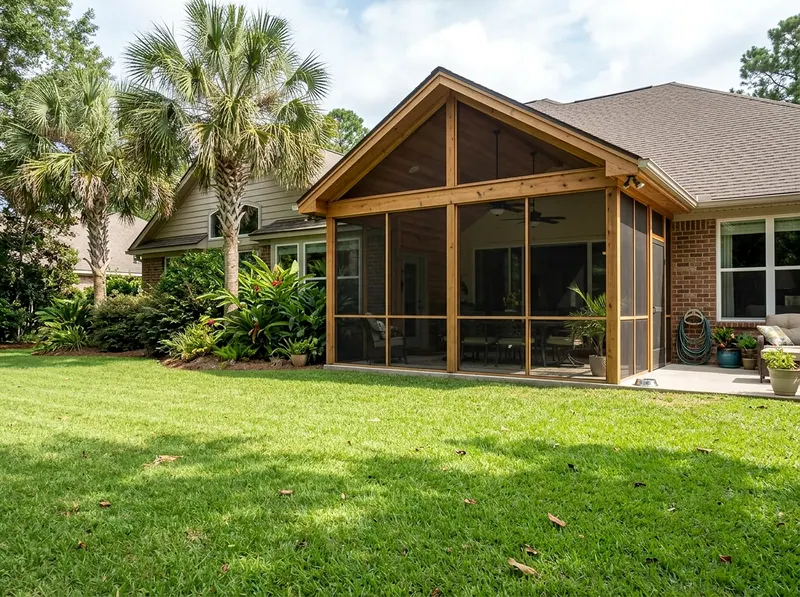 450 sq ft Natural cedar Screen room Tropical screen room