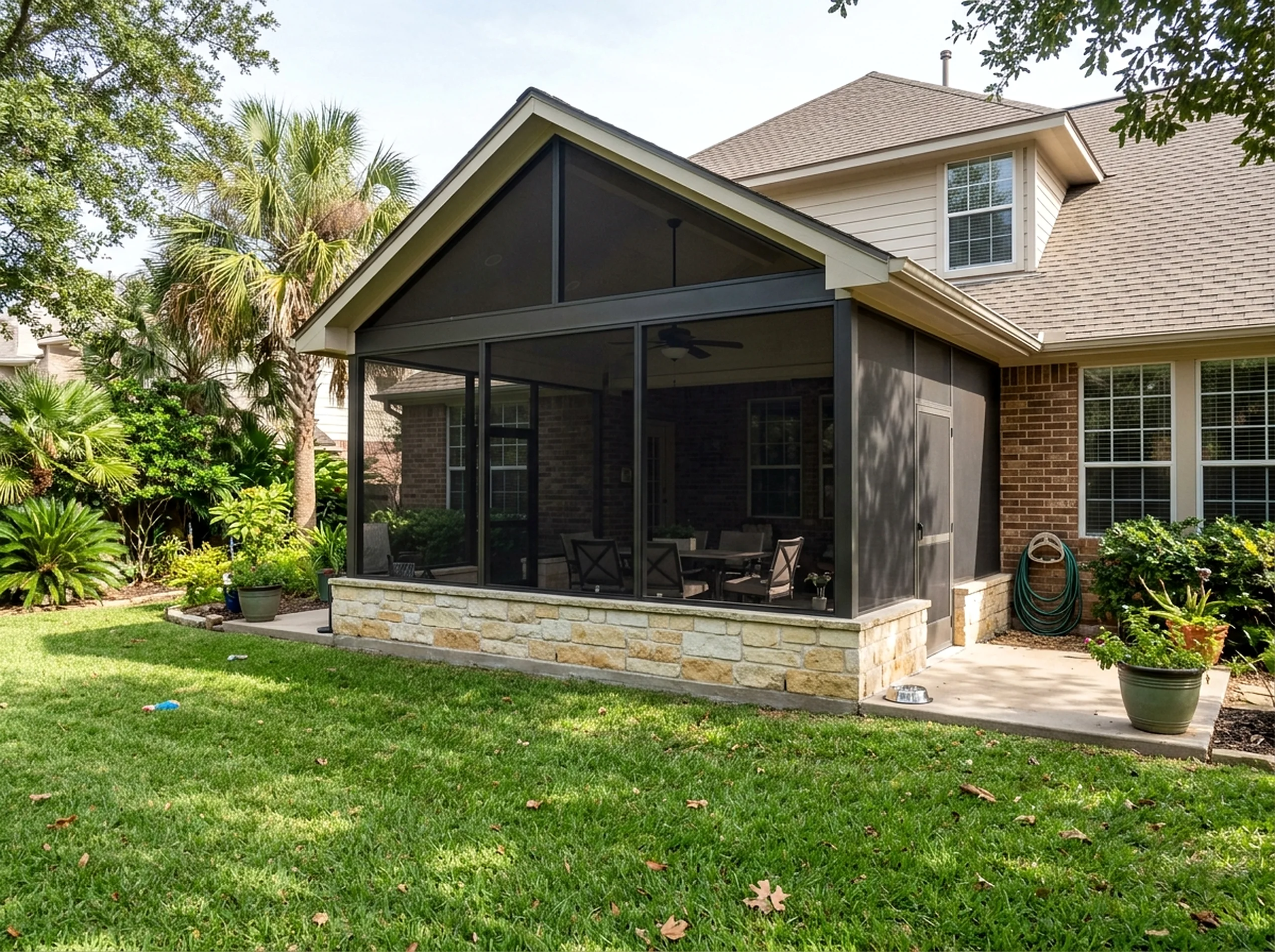 450 sq ft Limestone Screen room Tropical screen room