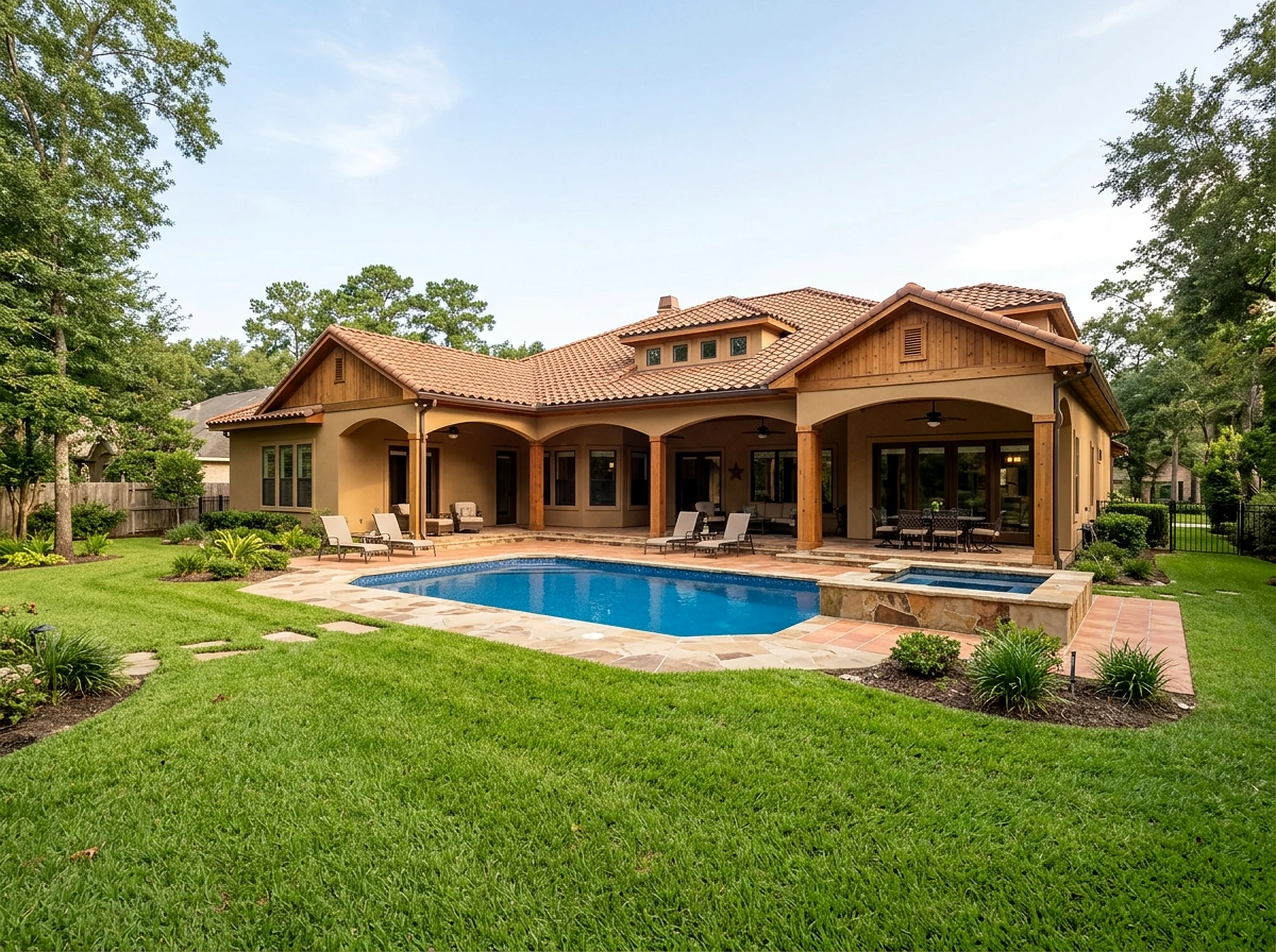 Large yard Natural cedar Value liner Mediterranean vinyl liner pool